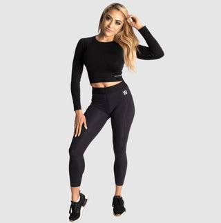 Better Bodies Rib Seamless Crop LS - Black Melange - Urban Gym Wear