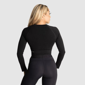 Better Bodies Rib Seamless Crop LS - Black Melange - Urban Gym Wear