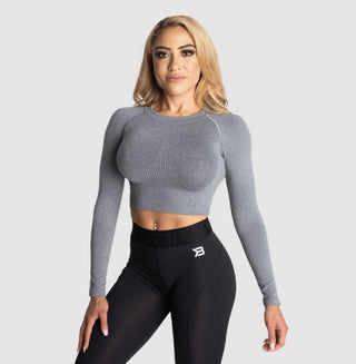 Better Bodies Rib Seamless Crop LS - Grey Melange - Urban Gym Wear