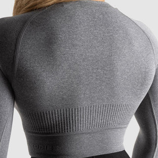 Better Bodies Rib Seamless Crop LS - Grey Melange - Urban Gym Wear