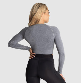 Better Bodies Rib Seamless Crop LS - Grey Melange - Urban Gym Wear