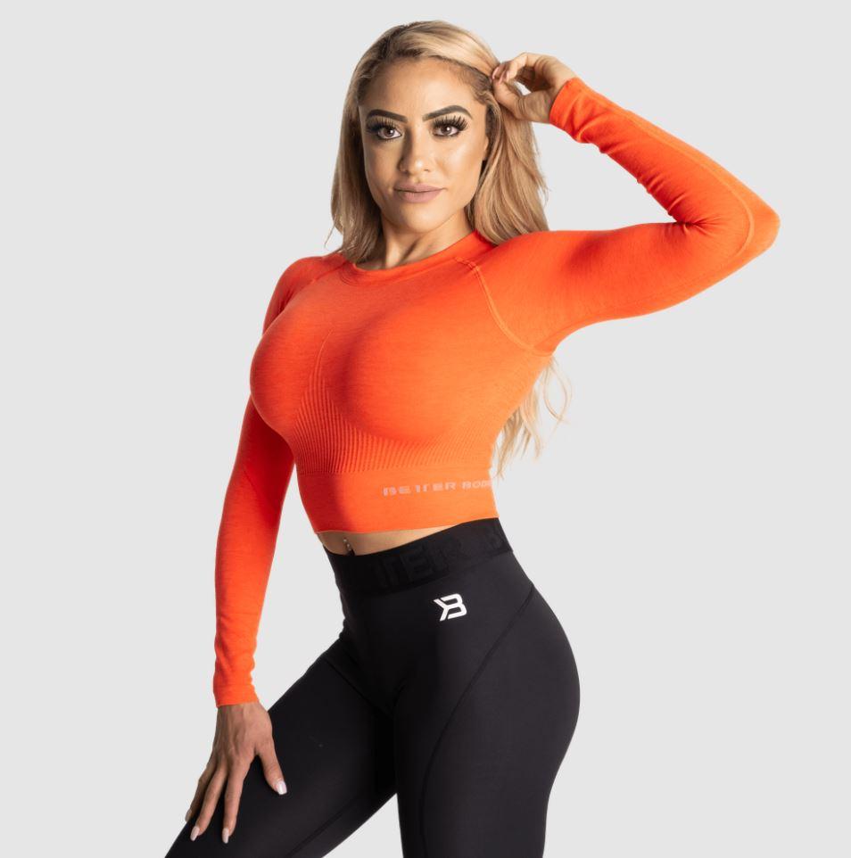 Orange Rib Detail Seamless Gym Leggings