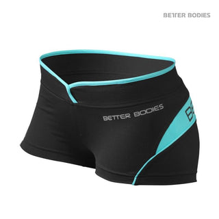 Better Bodies Shaped Hotpants - Black-Aqua - Urban Gym Wear