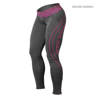 Better Bodies Shaped Logo Tights - Anthracite Melange-Pink - Urban Gym Wear