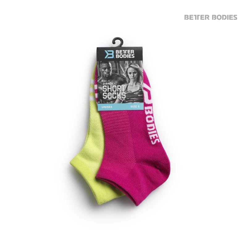 Better Bodies Short Socks 2 Pack - Pink-Lime - Urban Gym Wear