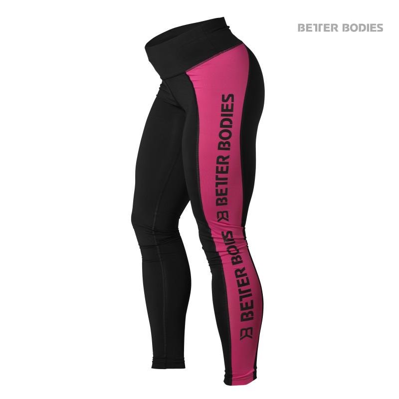 Better Bodies Side Panel Tights - Black-Pink - Urban Gym Wear