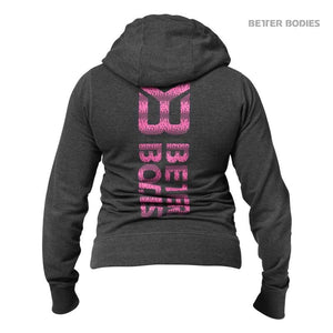 Better Bodies Soft Logo Hoodie - Antracite Melange-Pink - Urban Gym Wear