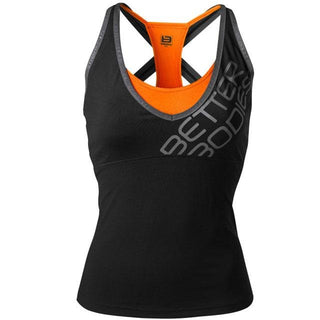 Better Bodies Support 2-Layer Top - Black-Orange - Urban Gym Wear