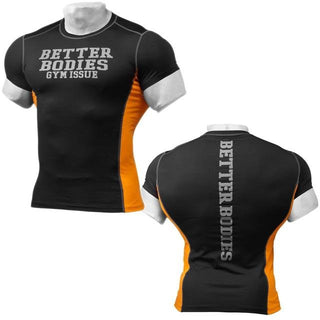 Better Bodies Tight Fit Tee - Black-Orange - Urban Gym Wear