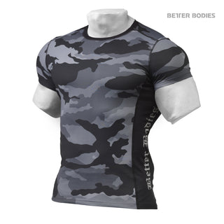 Better Bodies Tight Fit Tee - Grey Camo Print - Urban Gym Wear