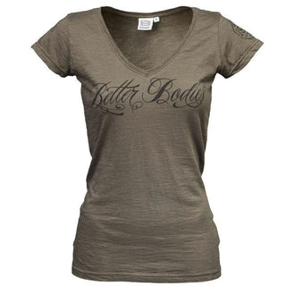 Better Bodies V-Neck Slub Tee - Khaki Green - Urban Gym Wear