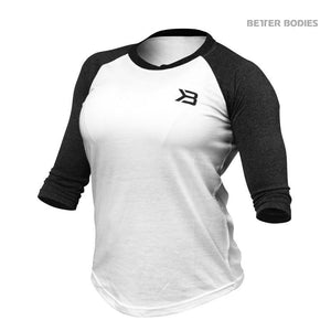 Better Bodies Womens Baseball Tee - Anthracite Melange-White - Urban Gym Wear
