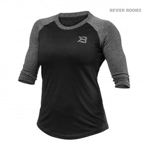 Better Bodies Womens Baseball Tee - Black - Urban Gym Wear