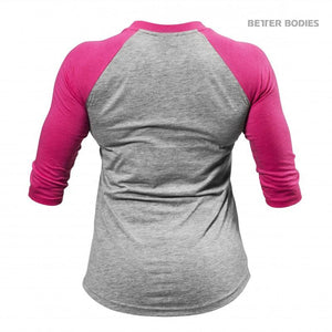 Better Bodies Womens Baseball Tee - Grey Melange-Pink - Urban Gym Wear