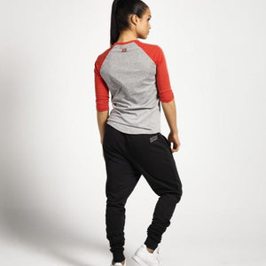 Better Bodies Womens Baseball Tee - Grey Melange-Red - Urban Gym Wear
