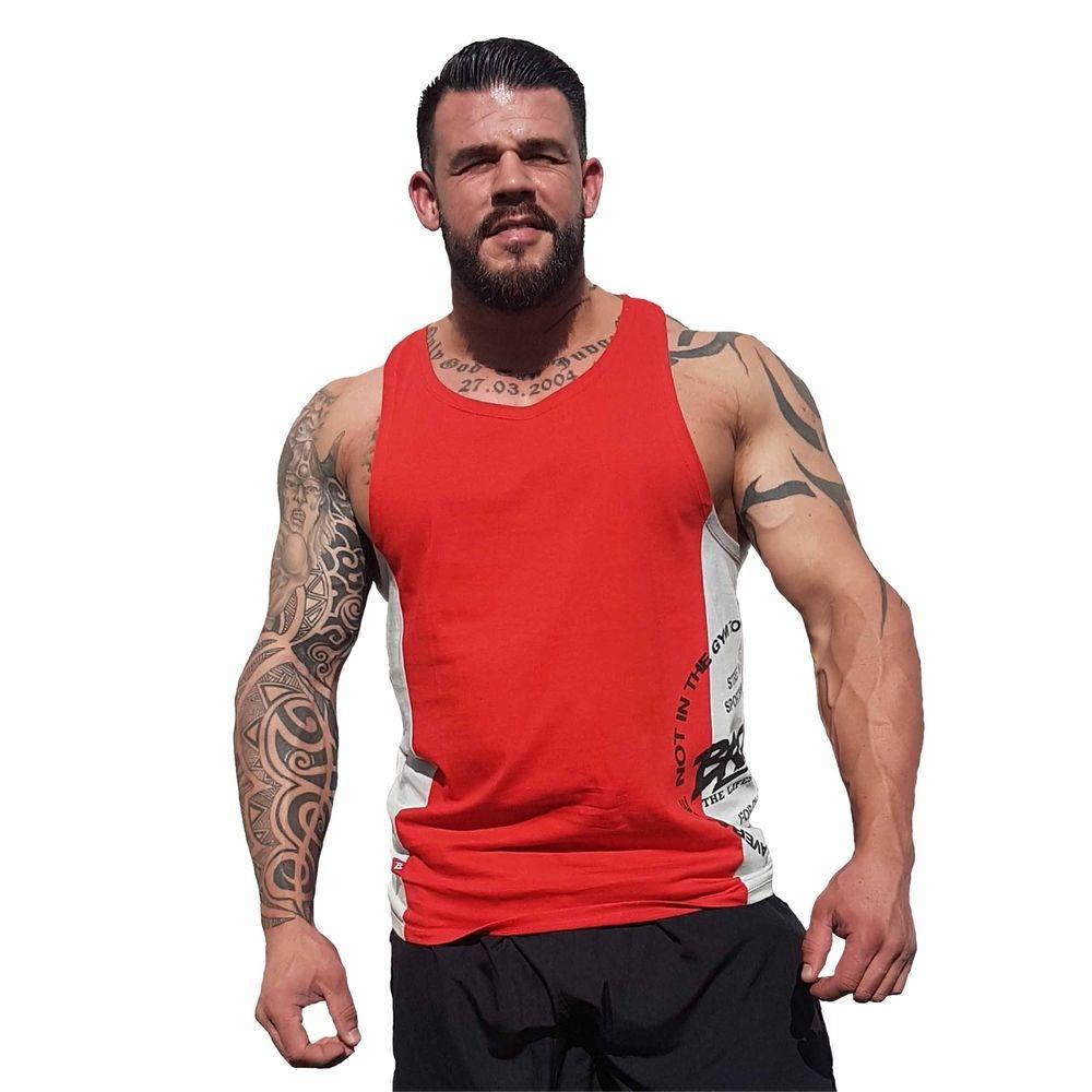 Brachial Tank Top Squat - Red-Grey - Urban Gym Wear