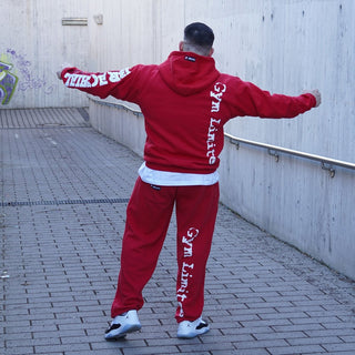 Brachial Tracksuit Trousers Gym - Red/White - Urban Gym Wear