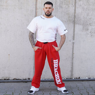 Brachial Tracksuit Trousers Gym - Red/White - Urban Gym Wear