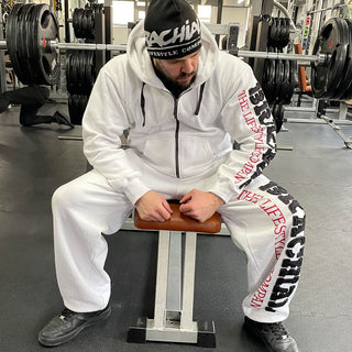 Brachial Tracksuit Trousers Gym - White/Black - Urban Gym Wear