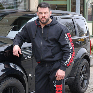 Brachial Zip Hoodie Gym - Black-Red - Urban Gym Wear