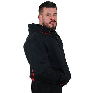 Brachial Zip Hoodie Gym - Black-Red - Urban Gym Wear