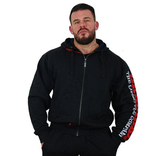 Brachial Zip Hoodie Gym - Black-Red - Urban Gym Wear