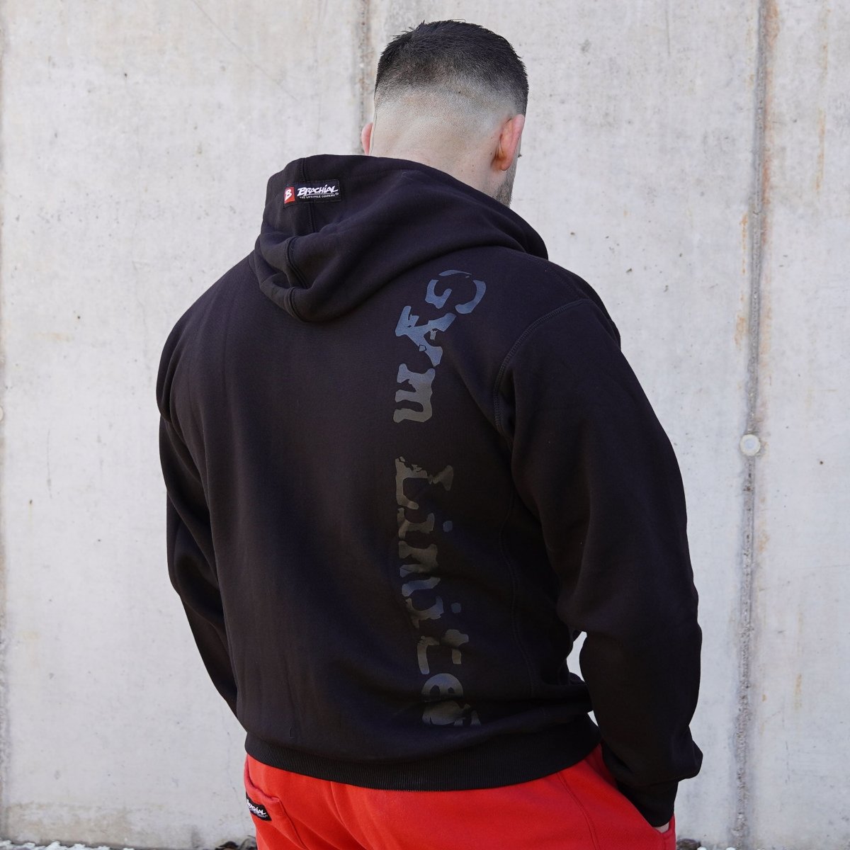 Brachial Zip Hoodie Gym - Black/Black - Urban Gym Wear