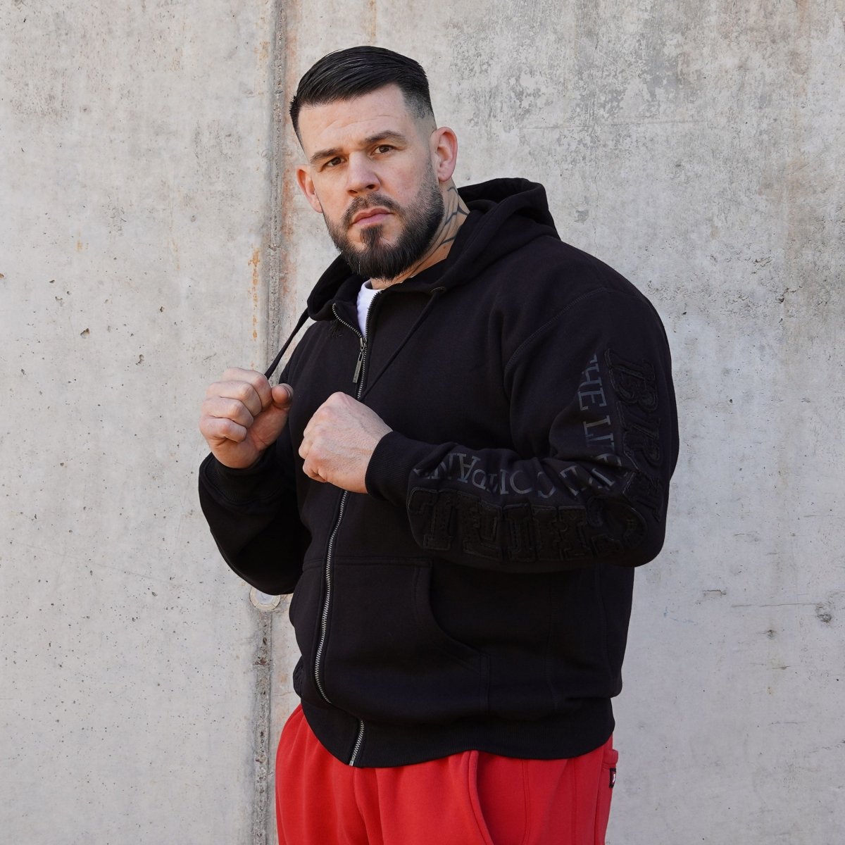 Brachial Zip Hoodie Gym - Black/Black - Urban Gym Wear