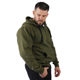 Brachial Zip Hoodie Gym - Military Green/Black - Urban Gym Wear