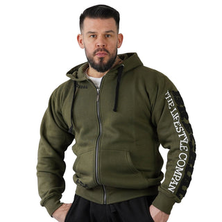 Brachial Zip Hoodie Gym - Military Green/Black - Urban Gym Wear