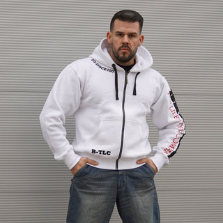 Brachial Zip Hoodie Gym - White/Black - Urban Gym Wear