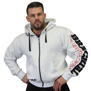 Brachial Zip Hoodie Gym - White/Black - Urban Gym Wear