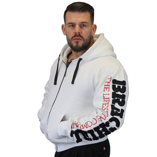 Brachial Zip Hoodie Gym - White/Black - Urban Gym Wear