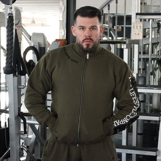 Brachial Zip Sweater Gym - Military Green/Black - Urban Gym Wear