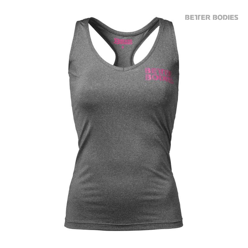 Better Bodies Fitness Logo Top - Antracite Melange-Pink