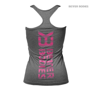 Better Bodies Fitness Logo Top - Antracite Melange-Pink