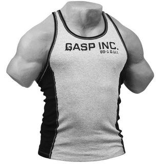 GASP 2-Color Rib Tank - Greymelange-Black - Urban Gym Wear