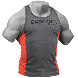 GASP 2-Colour Rib Tank - Antracite-Flame - Urban Gym Wear