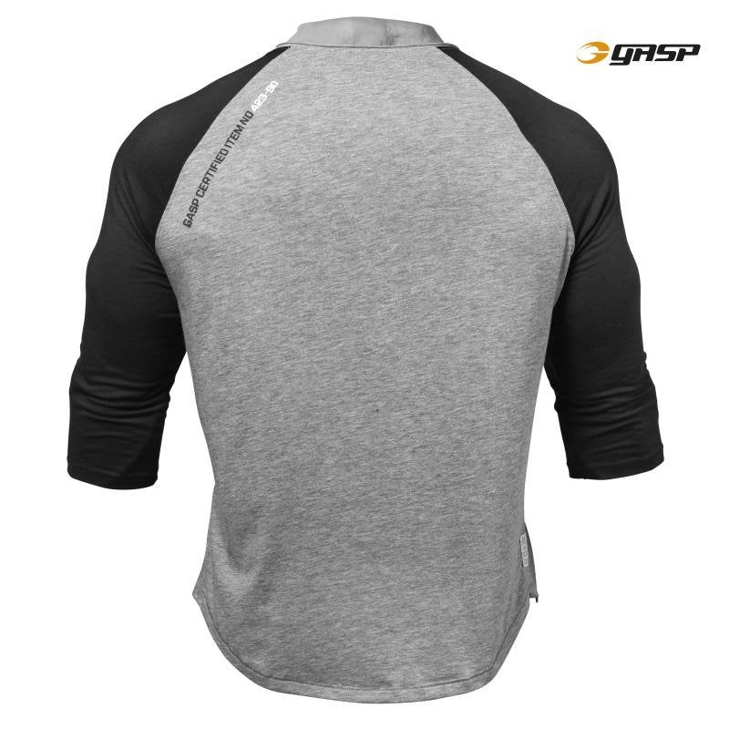 GASP Broad Street 3-4 Sleeve Tee - Greymelange-Black - Urban Gym Wear