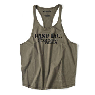 GASP Deep Cut Tank - Washed Khaki - Urban Gym Wear