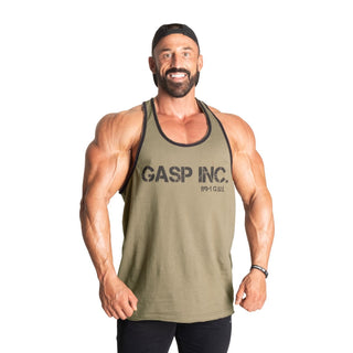 GASP Division Jersey Tank - Washed Green - Urban Gym Wear