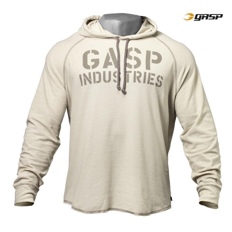 GASP Long Sleeve Thermal Hoodie - Cement - Urban Gym Wear