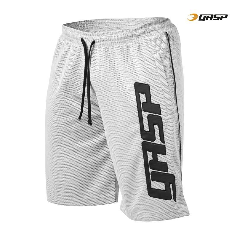 GASP Mesh Logo Shorts - White - Urban Gym Wear