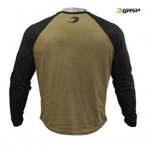 GASP Raglan Long Sleeve Tee - Military Olive-Black - Urban Gym Wear
