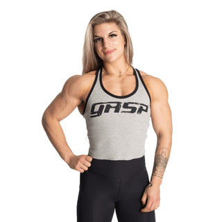 GASP Rib Crop T-Back - Grey Melange - Urban Gym Wear