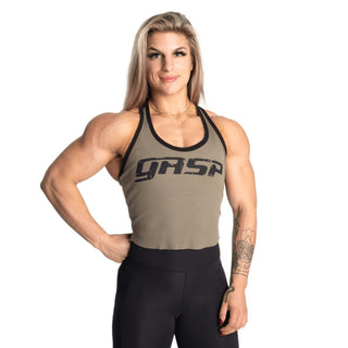 GASP Rib Crop T-Back - Washed Green - Urban Gym Wear