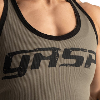 GASP Rib Crop T-Back - Washed Green - Urban Gym Wear