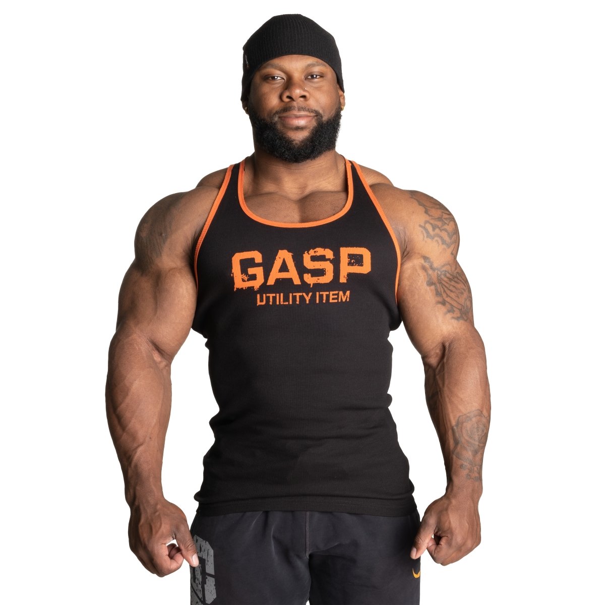 GASP Ribbed T-Back - Black/Flame - Urban Gym Wear