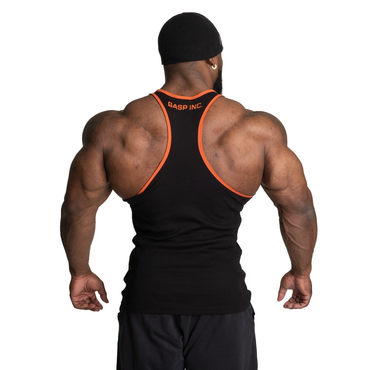 GASP Ribbed T-Back - Black/Flame - Urban Gym Wear