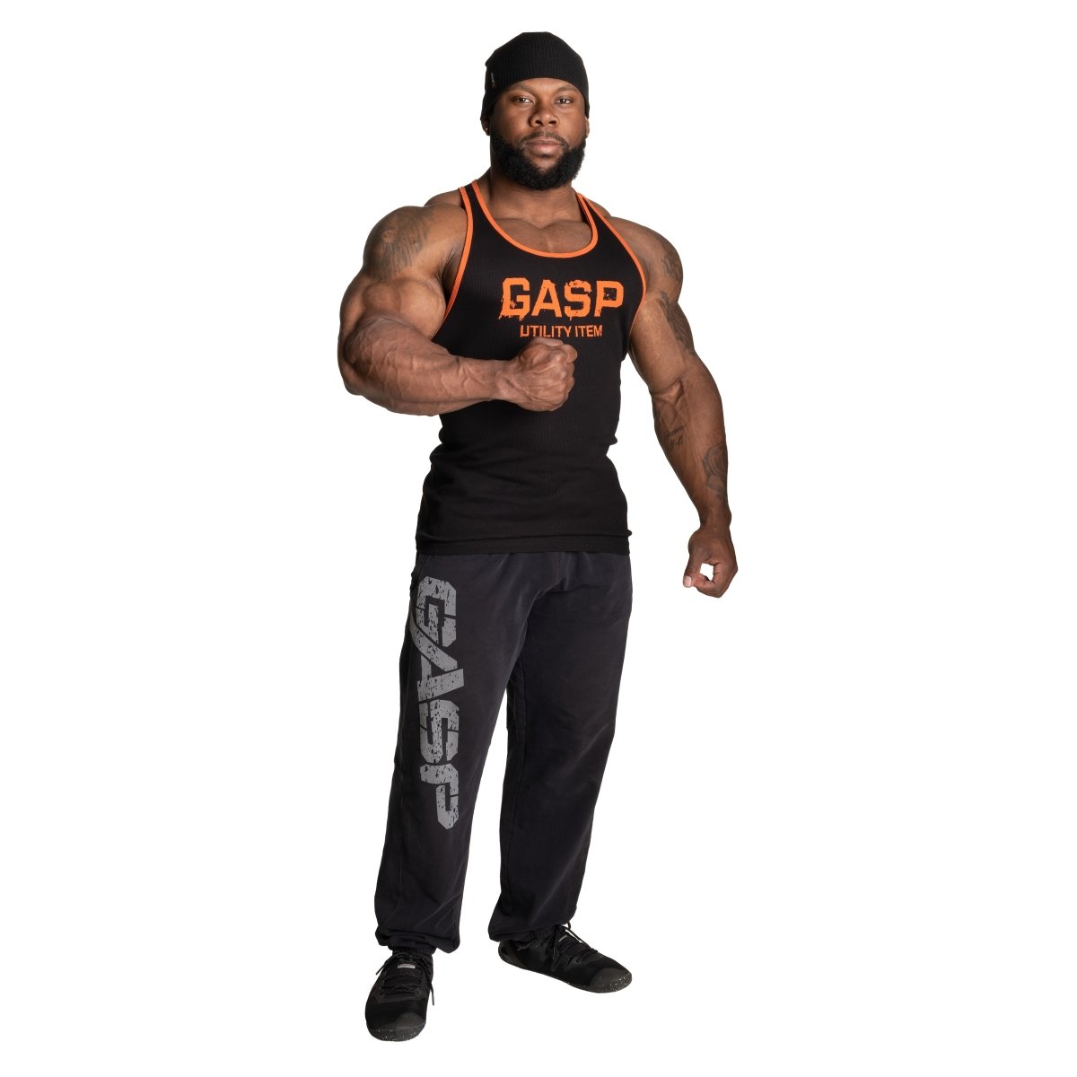 GASP Ribbed T-Back - Black/Flame - Urban Gym Wear